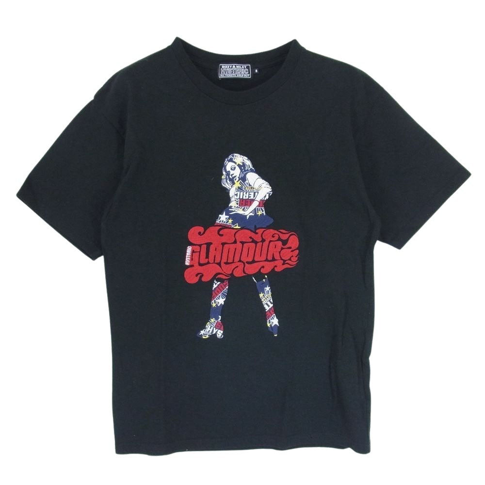 HYSTERIC GLAMOUR ヒステリックグラマー 22SS 02221CT05 VIXEN GIRL 刺繍 半袖 Tシャツ カットソー ブラック系 S【中古】