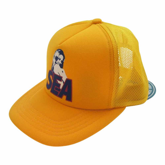 HYSTERIC GLAMOUR ヒステリックグラマー 02203QH06 WIND AND SEA  HYS WDS CAP  ウィンダンシー メッシュ キャップ イエロー系 FREE【中古】