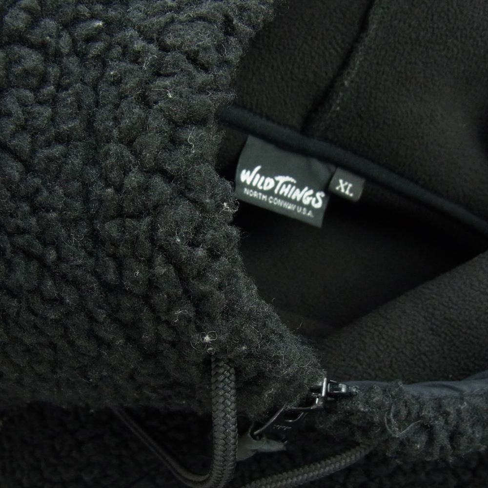 WILDTHINGS ワイルドシングス WT21234KY Fluffy Boa Zip Hoody フラッフィー ボア ジップ フーディー フリース パーカー ブラック系 XL【中古】