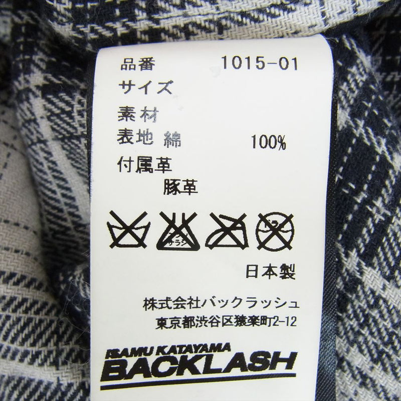 ISAMUKATAYAMA BACKLASH イサムカタヤマバックラッシュ 1015-01 レザーヨーク切替 チェック コンビ 長袖 ネルシャツ グレー系 2【中古】