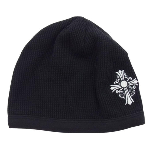 CHROME HEARTS クロムハーツ（原本無） CHクロス刺繍 サーマル ニットキャップ ビーニー ニット帽 ブラック系【中古】