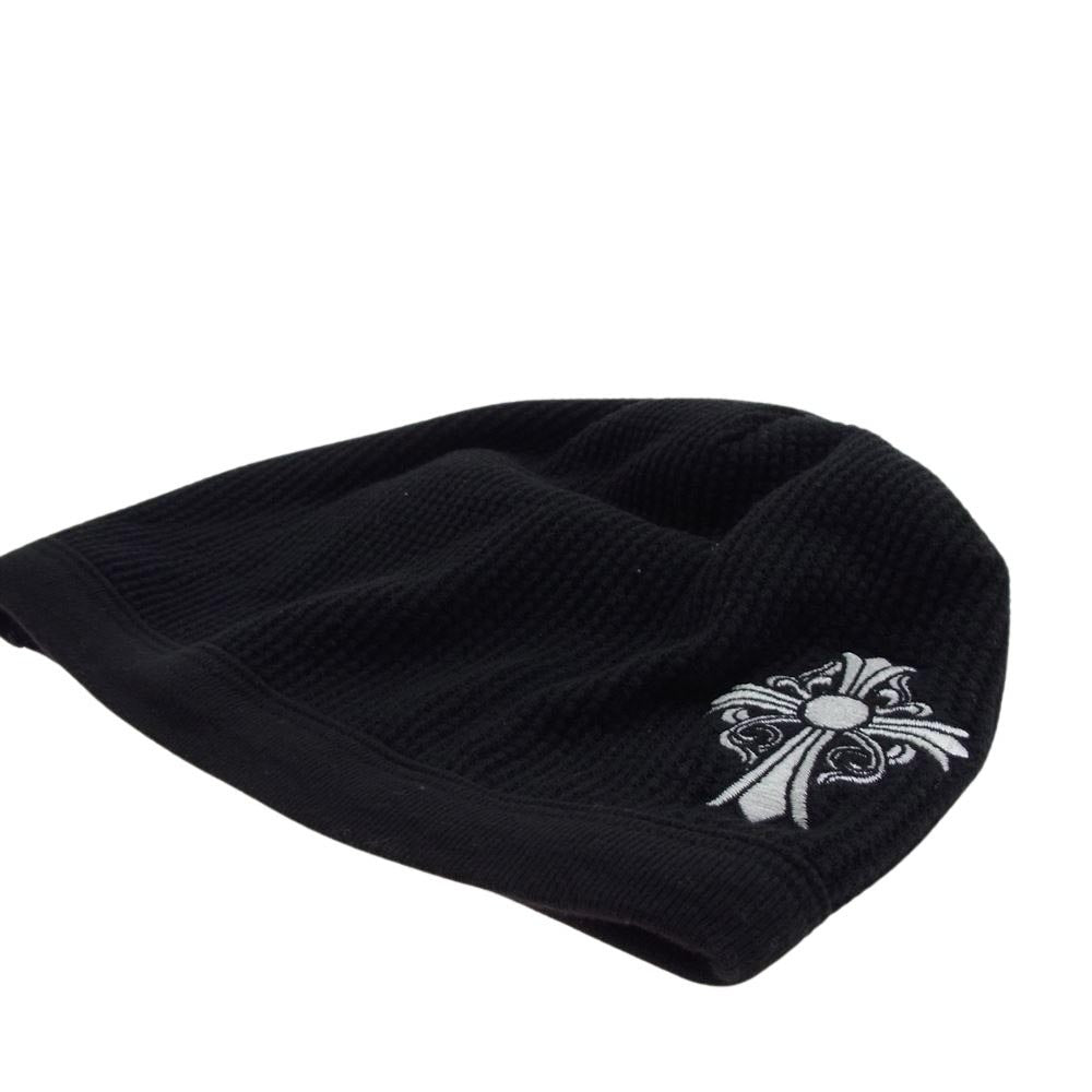 CHROME HEARTS クロムハーツ（原本無） CHクロス刺繍 サーマル ニットキャップ ビーニー ニット帽 ブラック系【中古】