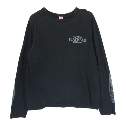THE FLAT HEAD ザフラットヘッド GLORY PARK グローリーパーク ロゴプリント バックプリント 長袖 Tシャツ カットソー ブラック系 40【中古】