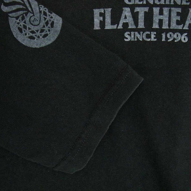THE FLAT HEAD ザフラットヘッド GLORY PARK グローリーパーク ロゴプリント バックプリント 長袖 Tシャツ カットソー ブラック系 40【中古】