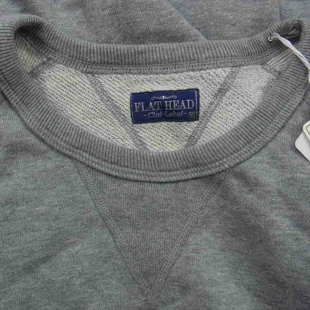 THE FLAT HEAD ザフラットヘッド SWEAT TFH 染み込みプリント クルーネック 両V スウェット トレーナー グレー系 XL【中古】