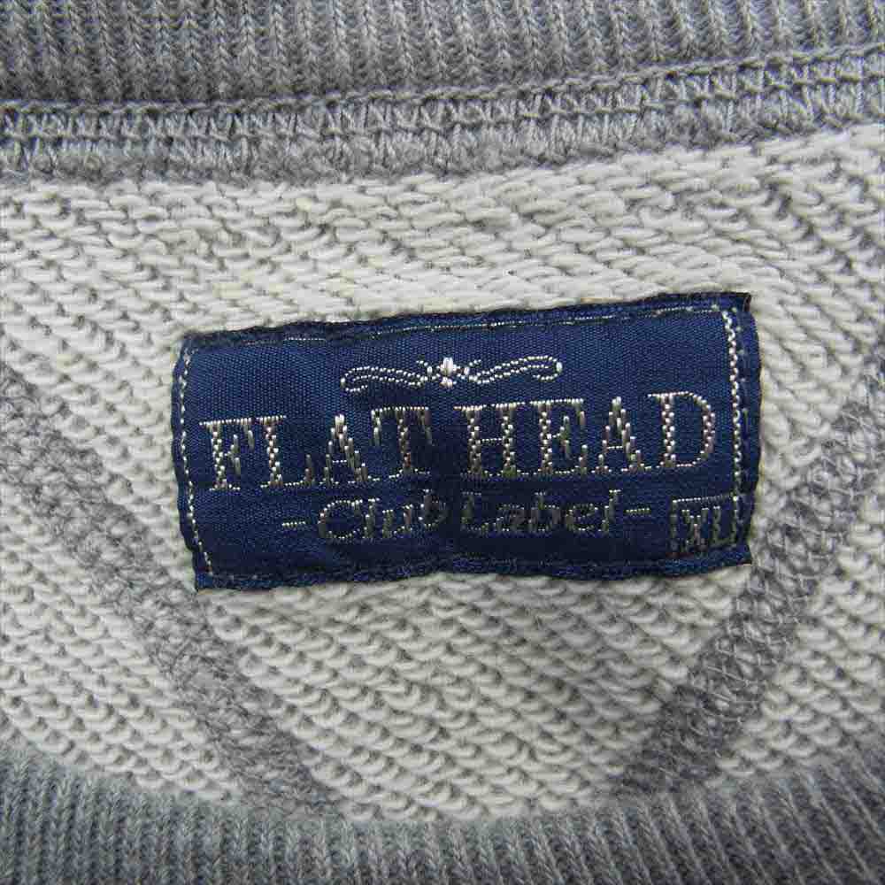 THE FLAT HEAD ザフラットヘッド SWEAT TFH 染み込みプリント クルーネック 両V スウェット トレーナー グレー系 XL【中古】