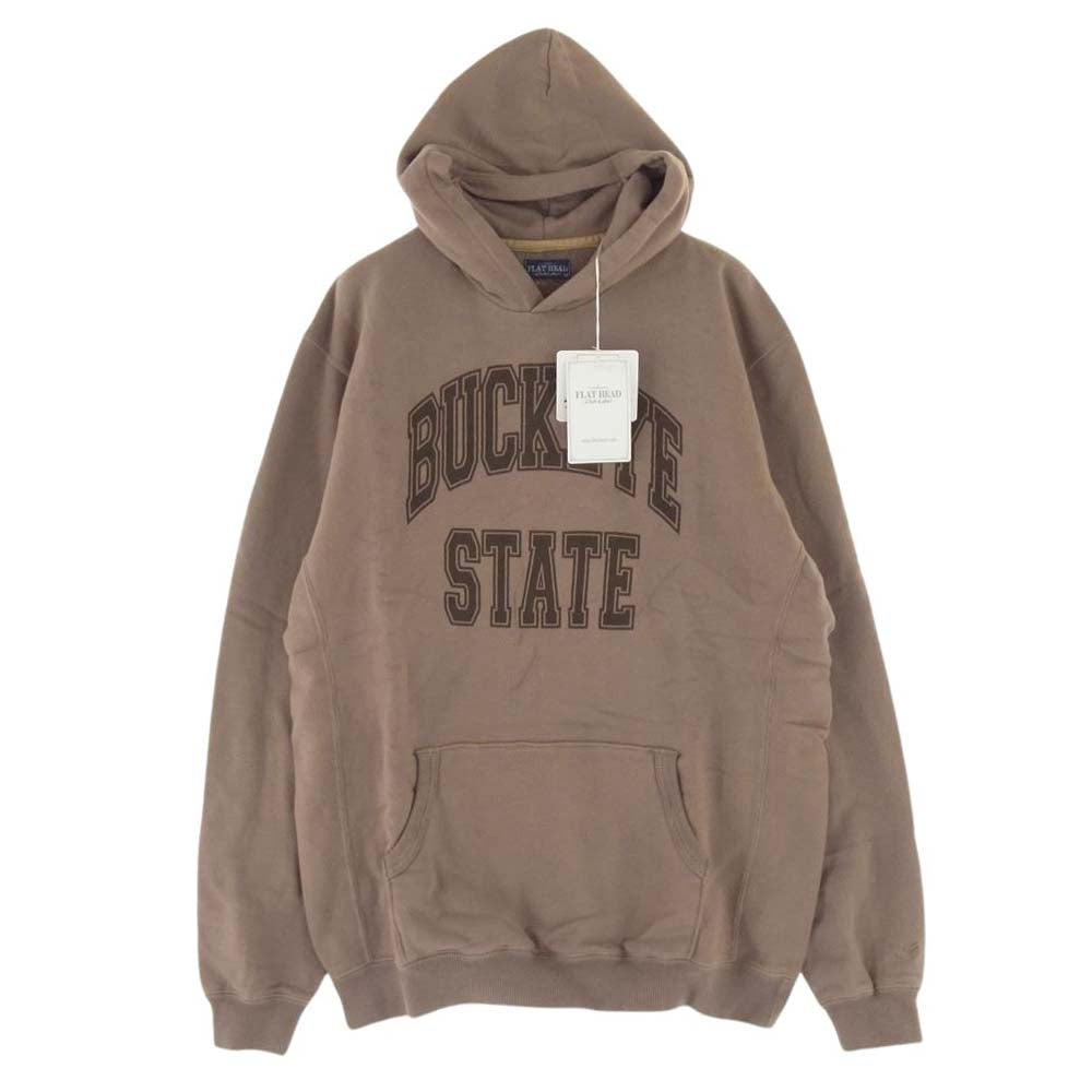 THE FLAT HEAD ザフラットヘッド CL-PS102 BUCKEYE STATE SWEAT PARKA プリント プルオーバー フーディ パーカー ブラウン系 XL【美品】【中古】
