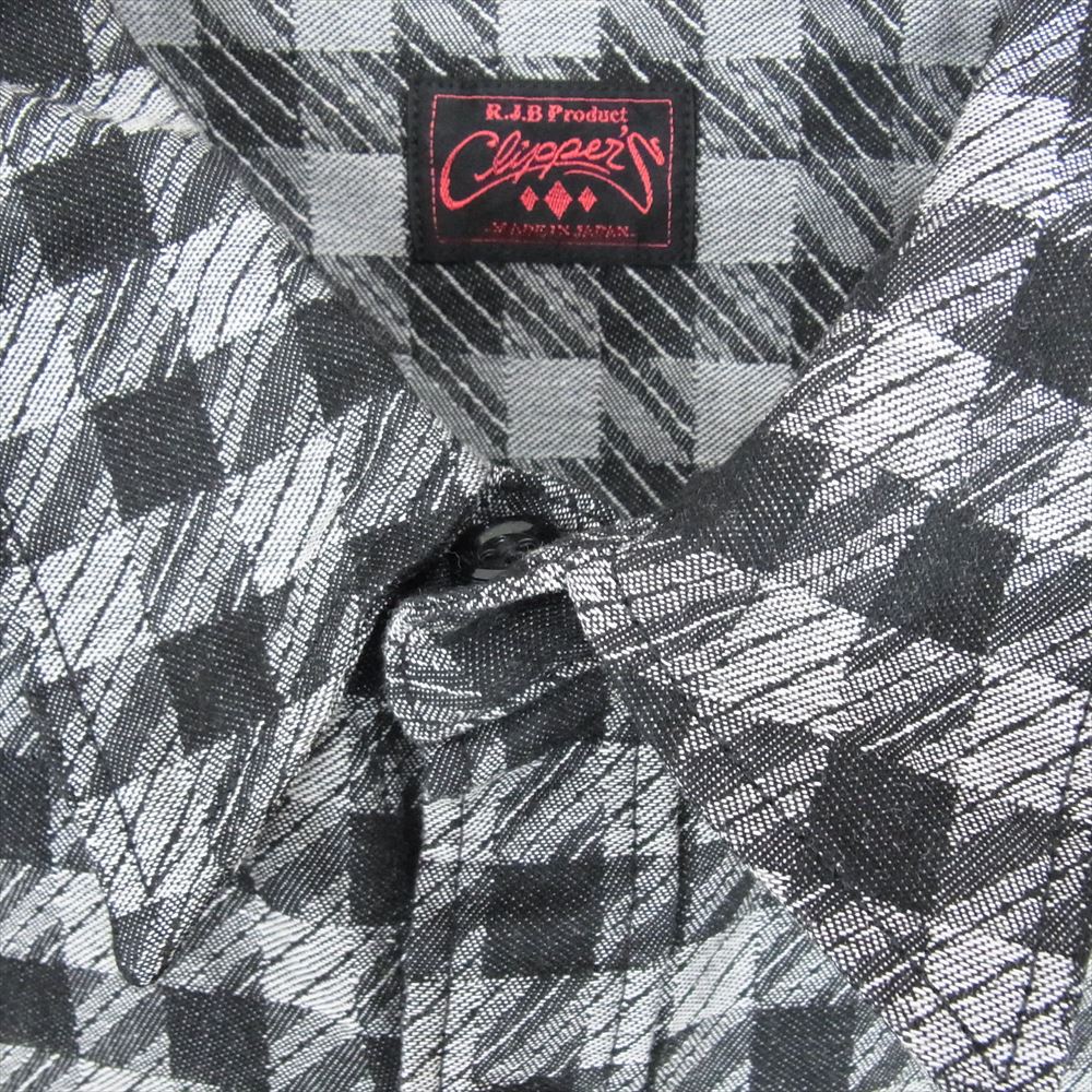 R.J.B アールジェイビー CS142L HOUNDS TOOTH CHECK L/S ハウンドトゥース ロゴ刺繍 千鳥 チェック柄 長袖 シャツ ブラック系 S【極上美品】【中古】