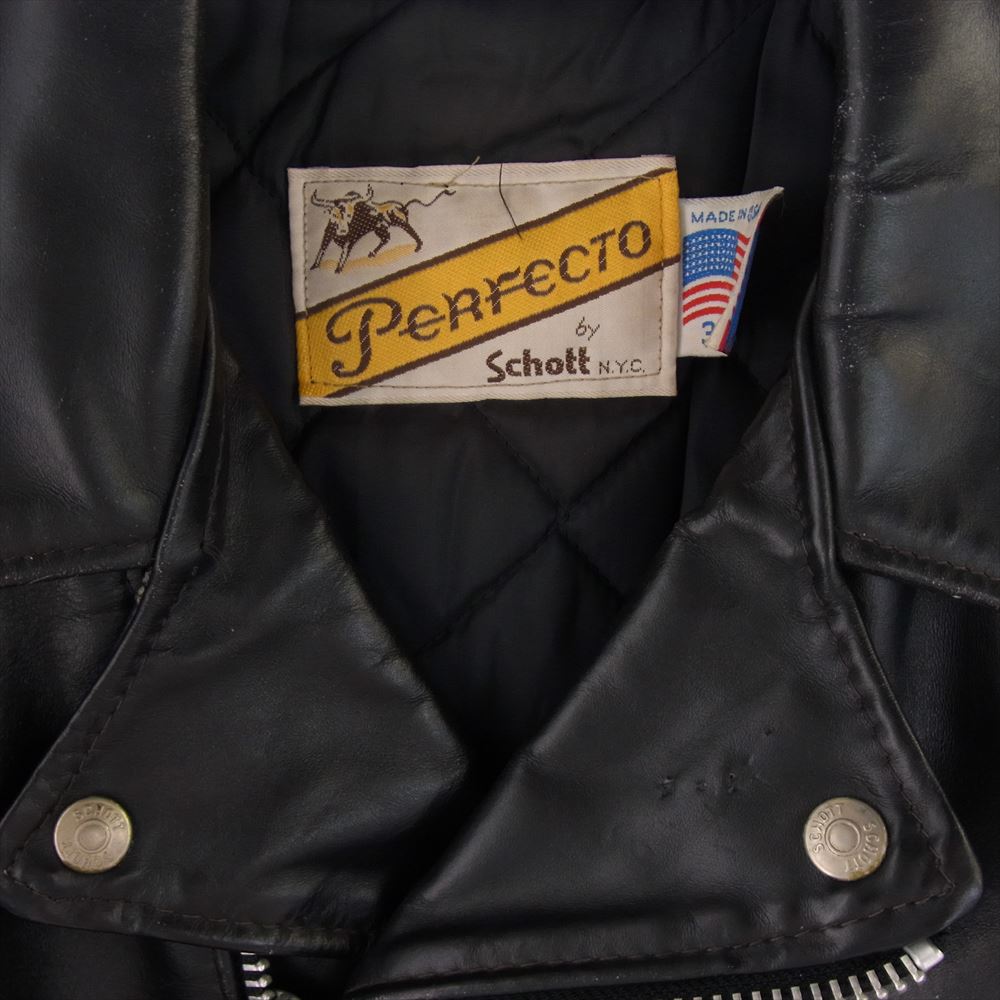 schott ショット 618S 70s 牛タグ後期 USA製 ハンドペイント ライダース ジャケット 36 ブラック系 36【中古】