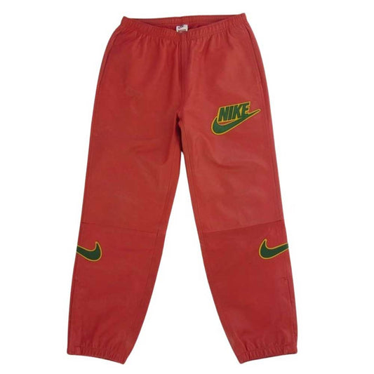 Supreme シュプリーム × NIKE ナイキ 19AW Leather Warm Up Pant  レザーウォームアップパンツ トラックパンツ レッド系 S【中古】