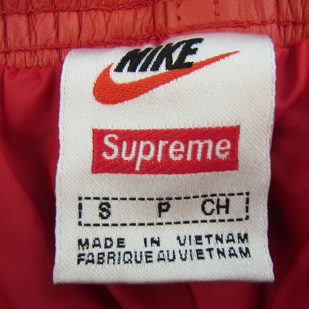 Supreme シュプリーム × NIKE ナイキ 19AW Leather Warm Up Pant  レザーウォームアップパンツ トラックパンツ レッド系 S【中古】