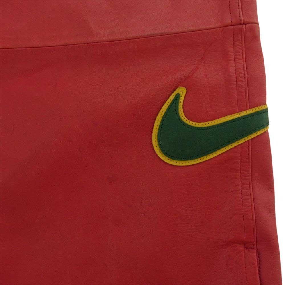 Supreme シュプリーム × NIKE ナイキ 19AW Leather Warm Up Pant  レザーウォームアップパンツ トラックパンツ レッド系 S【中古】