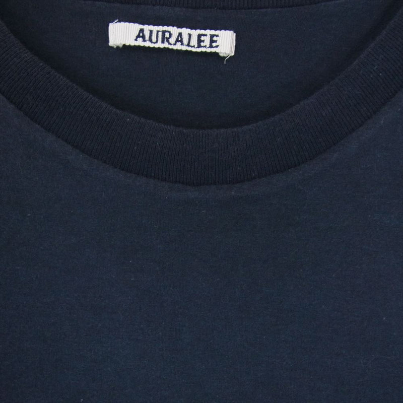 AURALEE オーラリー 19SS A00T01DC HIGH GAUGE DOUBLE CLOTH TEE ハイゲージ ダブル クロス 半袖Ｔシャツ ネイビー ネイビー系 4【中古】