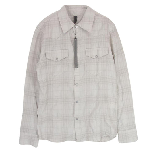 STRUM ストラム STC105-01 コットンウール縮絨 チェック 長袖 シャツ ホワイト系 S【中古】