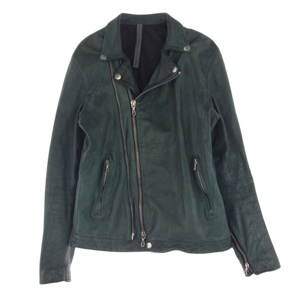 STRUM ストラム STL030-05 地生フルタンニンステア 製品染め ダブルライダースジャケット ターコイズ グリーン系 M【中古】