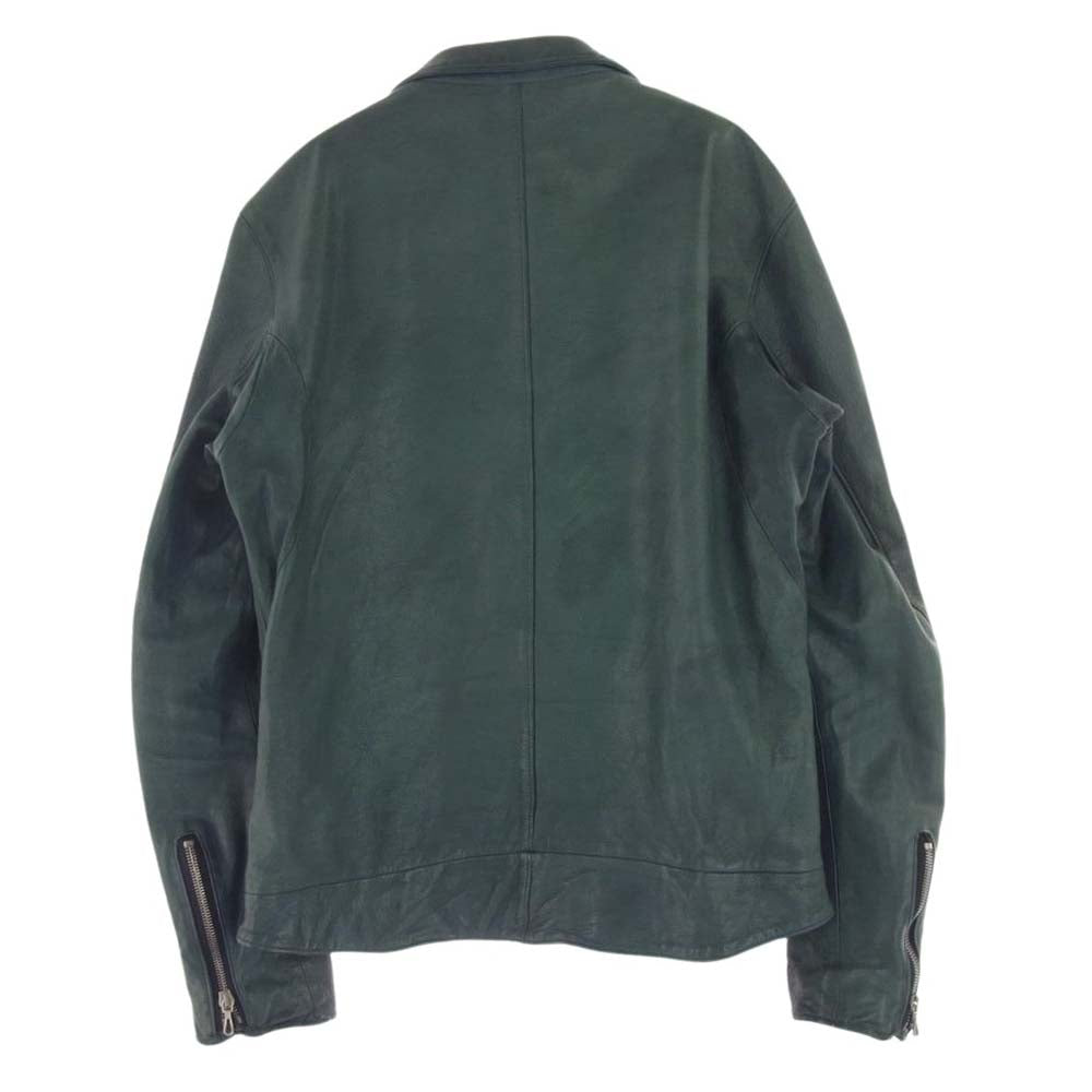 STRUM ストラム STL030-05 地生フルタンニンステア 製品染め ダブルライダースジャケット ターコイズ グリーン系 M【中古】