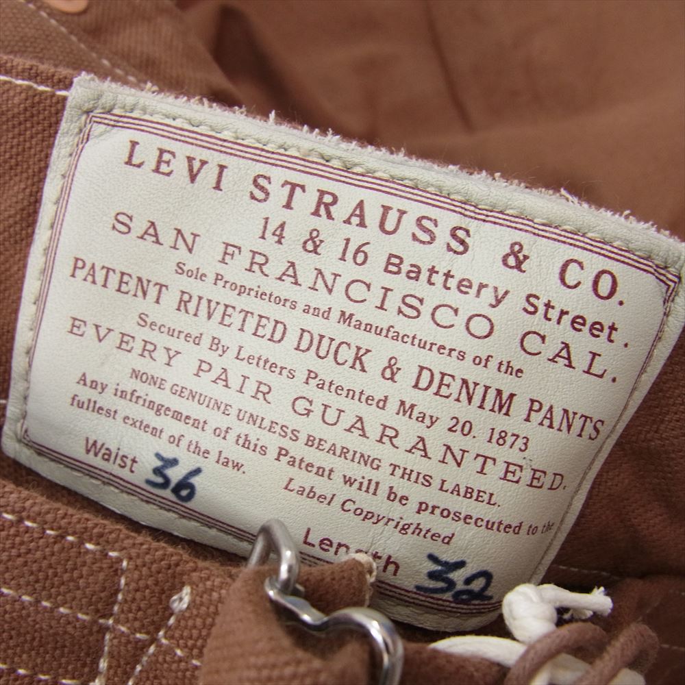 Levi's リーバイス PC9-A4403-0000 LVC DUCK WAIST OVERALL ウエストオーバーオール 復刻 ワーク パンツ W36 L32 ブラウン系【極上美品】【中古】