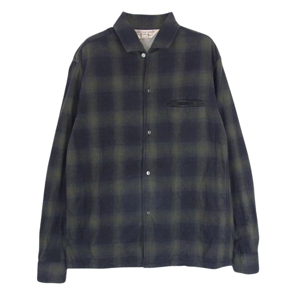 JELADO ジェラード Starry gate スターリーゲート モールスキン フランネル オンブレチェック シャツ 長袖 カーキ系 S【中古】