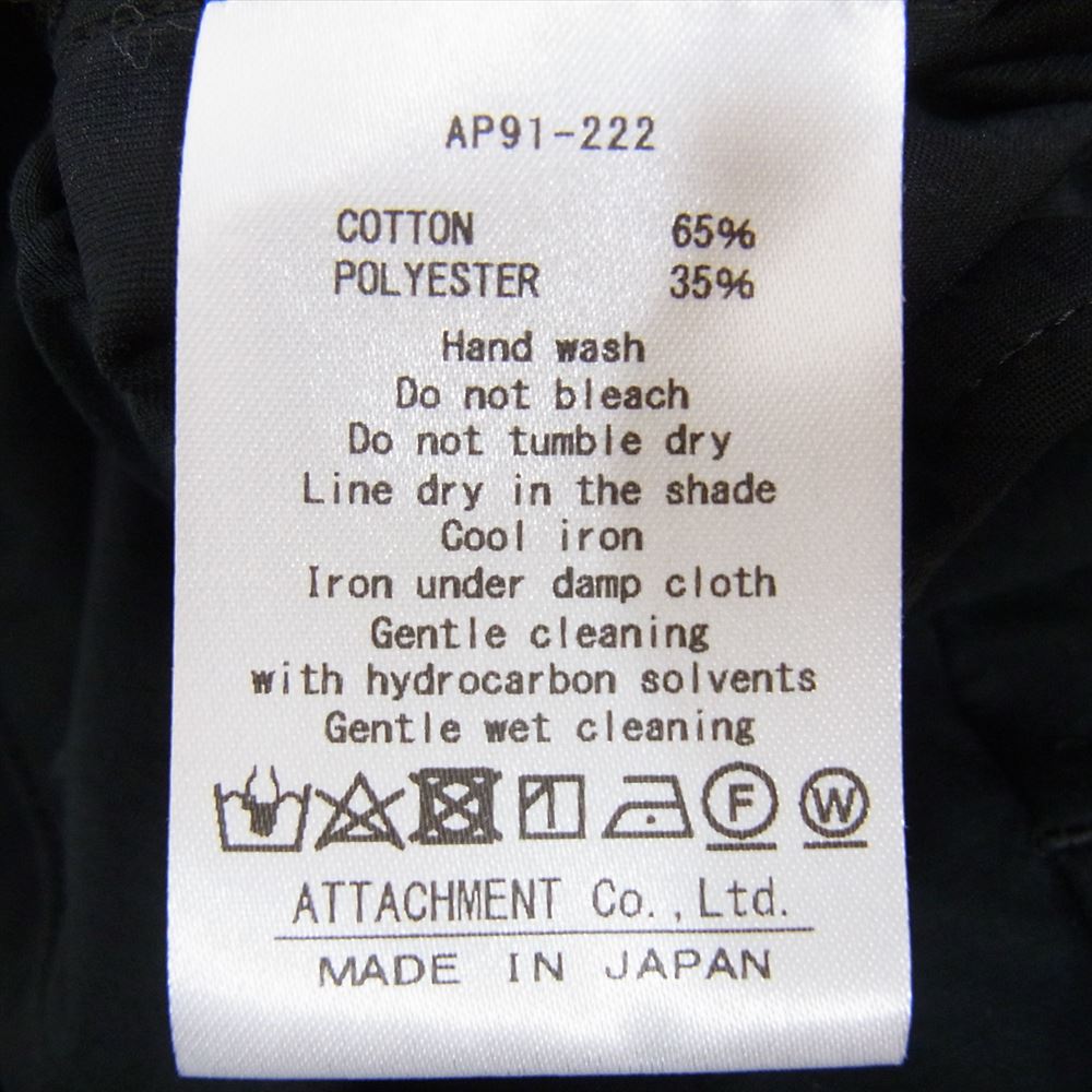 アタッチメント 19SS AP91-222 コンパクト 天竺 イージー ワンタック パンツ ブラック系 1【中古】