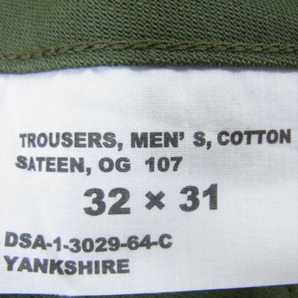 ビッグヤンク 440-221-01 Yankshire FATIGUE PANTS 1960s VTG SATEEN ファティーグ パンツ モスグリーン系 32【新古品】【未使用】【中古】