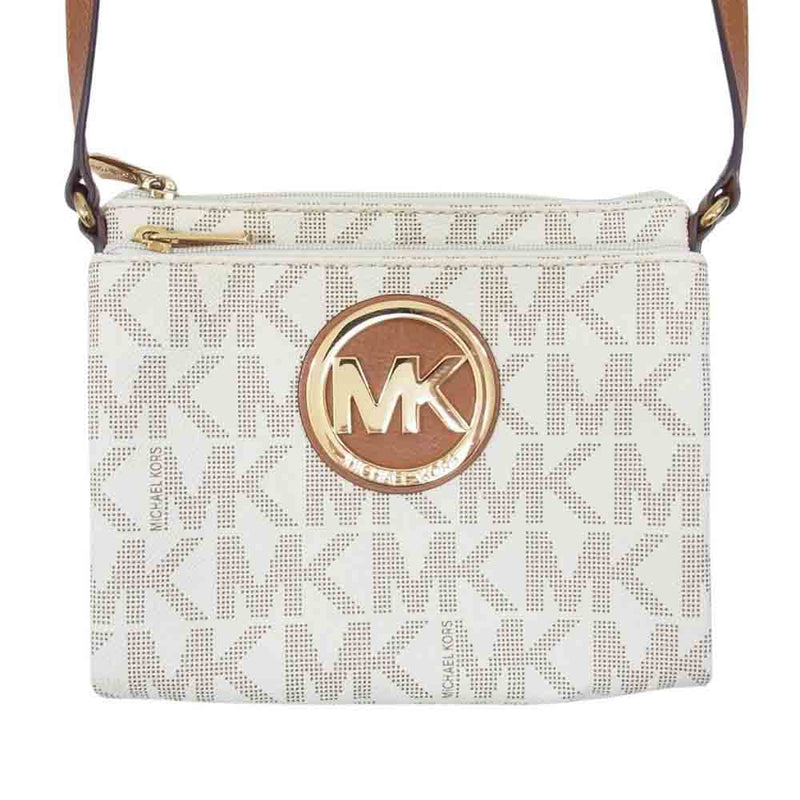 Michael Kors マイケルコース 35F3GFTC3B モノグラム PVC×レザー ショルダーバッグ  オフホワイト系 ブラウン系【中古】