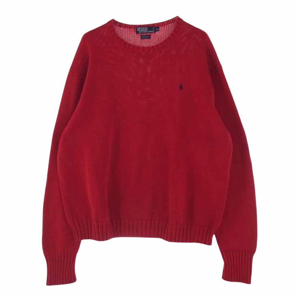 POLO RALPH LAUREN ポロ・ラルフローレン ヴィンテージ ローゲージ コットン ニット レッド系 XL【中古】