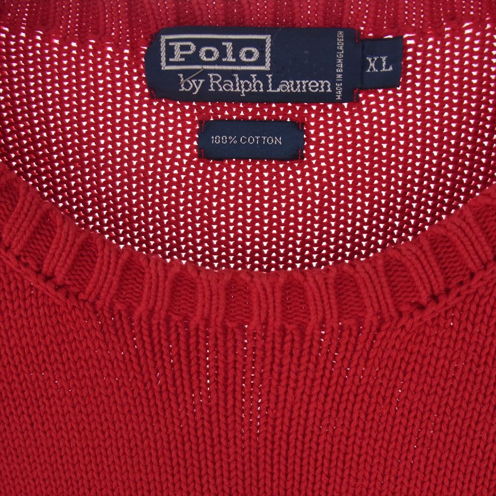POLO RALPH LAUREN ポロ・ラルフローレン ヴィンテージ ローゲージ コットン ニット レッド系 XL【中古】