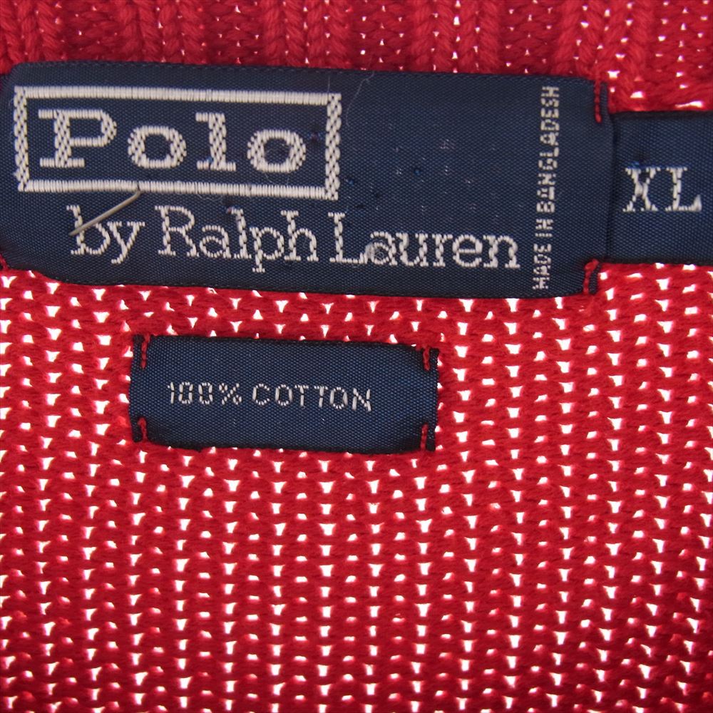 POLO RALPH LAUREN ポロ・ラルフローレン ヴィンテージ ローゲージ コットン ニット レッド系 XL【中古】
