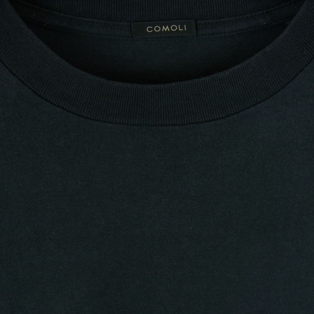 COMOLI コモリ 21SS T01-05007 空紡天竺 クルーネック 半袖 Tシャツ ブラック系 ダークグレーに近い黒系 3【中古】
