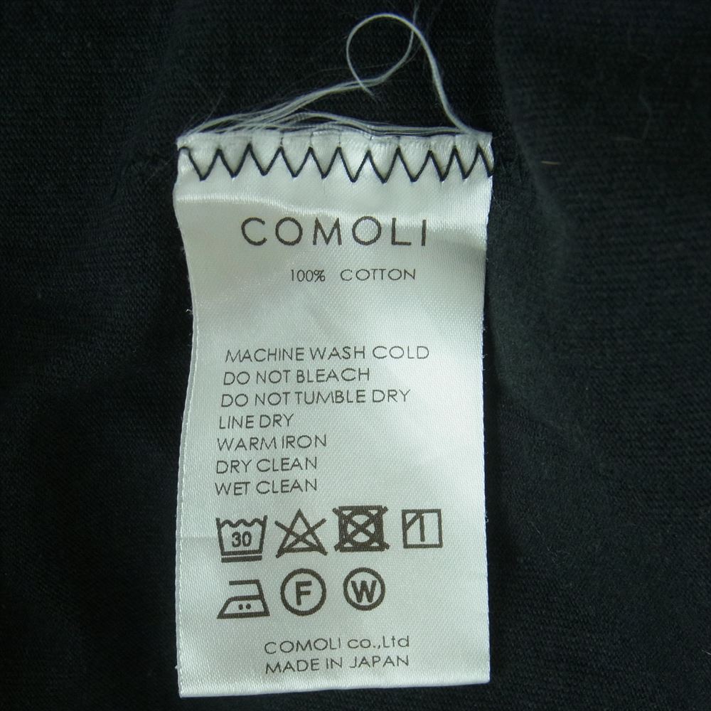 COMOLI コモリ 21SS T01-05007 空紡天竺 クルーネック 半袖 Tシャツ ブラック系 ダークグレーに近い黒系 3【中古】
