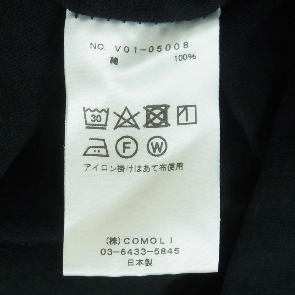 COMOLI コモリ 22SS V01-05008 空紡天竺 クルーネック 半袖 Tシャツ コットン 日本製 ブラック系 3【中古】