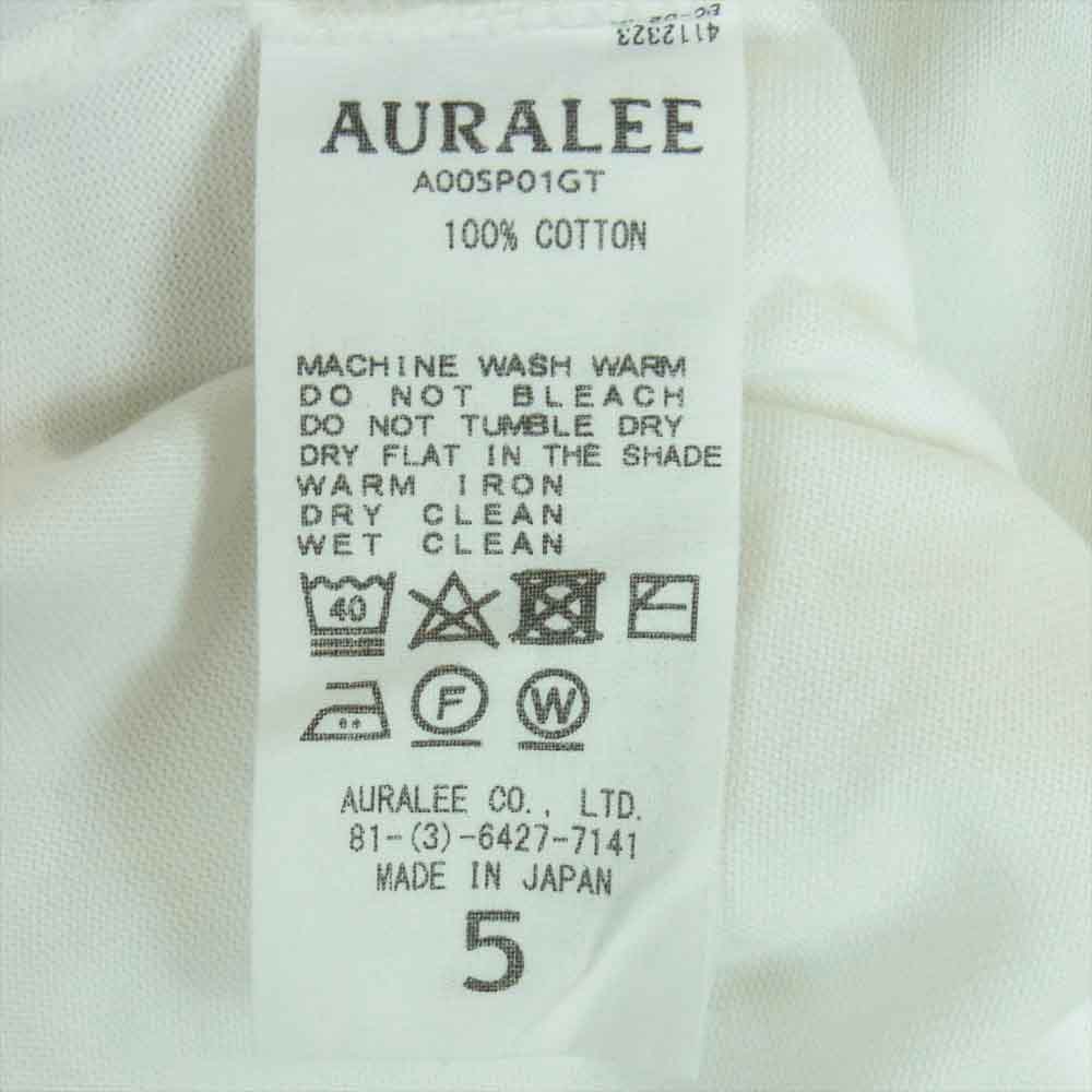 AURALEE オーラリー 20SS A00SP01GT LUSTER PLAITING L/S TEE ロングスリーブ 長袖 Tシャツ ロンT ホワイト系 5【中古】
