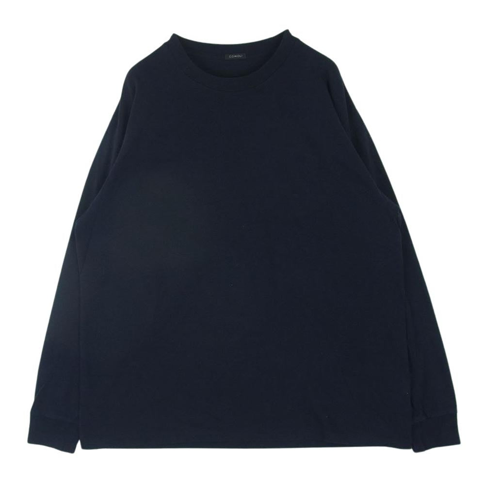 COMOLI コモリ 23SS X01-05008 空紡天竺 長袖 Tシャツ ロングスリーブ ロンT ダークネイビー系 3【中古】