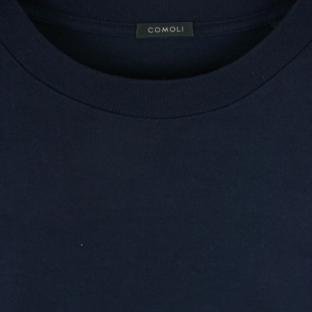 COMOLI コモリ 23SS X01-05008 空紡天竺 長袖 Tシャツ ロングスリーブ ロンT ダークネイビー系 3【中古】