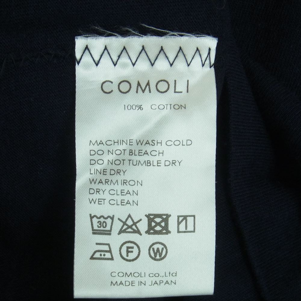COMOLI コモリ 23SS X01-05008 空紡天竺 長袖 Tシャツ ロングスリーブ ロンT ダークネイビー系 3【中古】