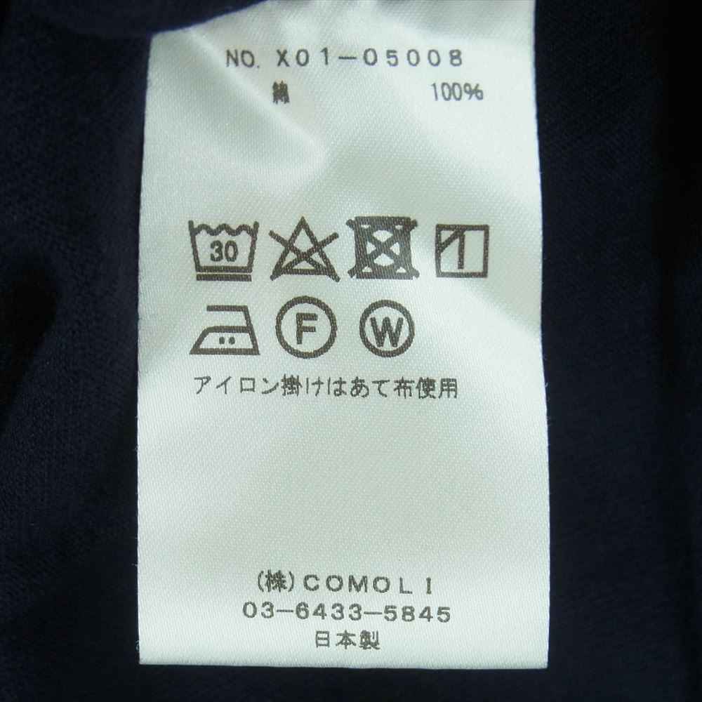 COMOLI コモリ 23SS X01-05008 空紡天竺 長袖 Tシャツ ロングスリーブ ロンT ダークネイビー系 3【中古】