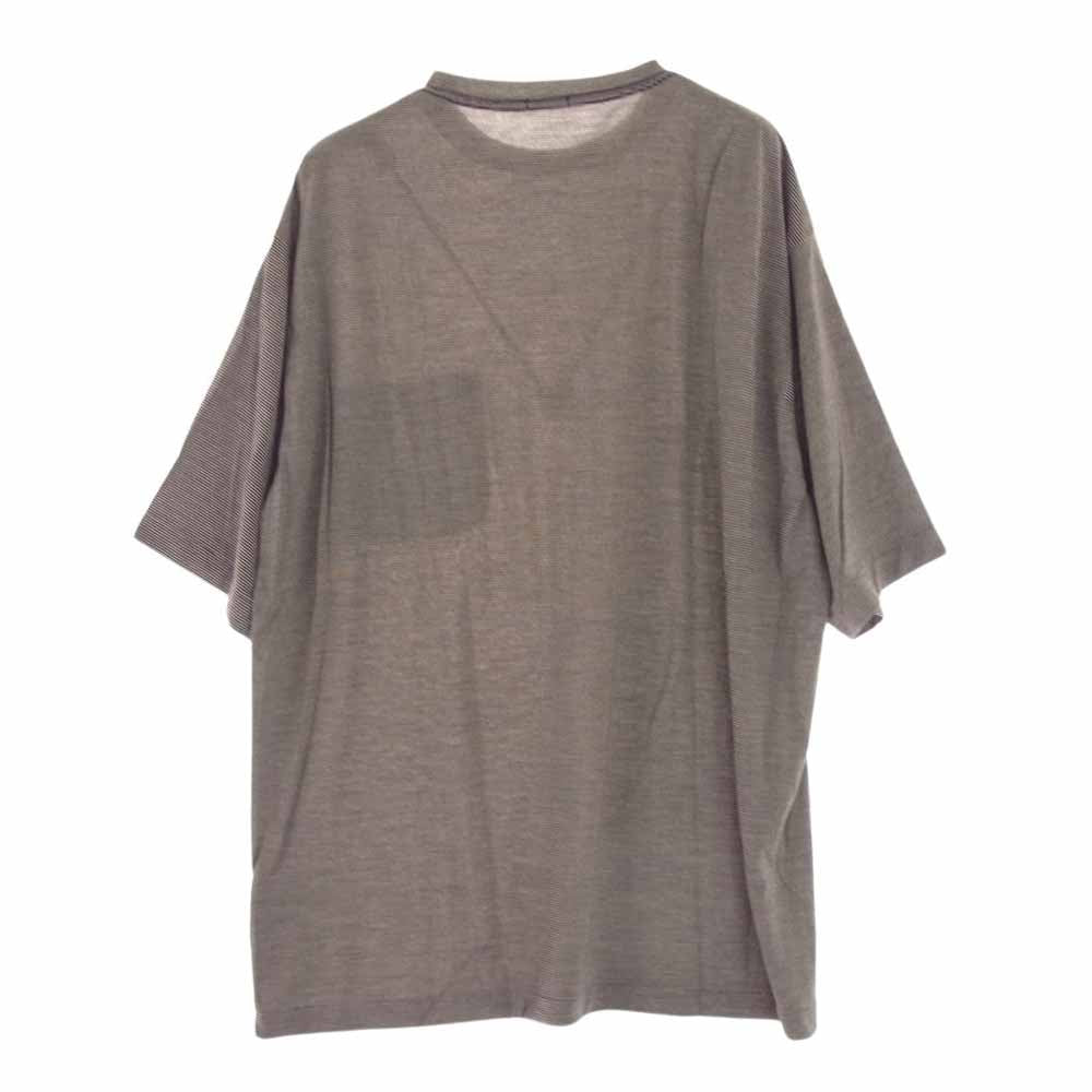 COMOLI コモリ 22SS V01-05007 ウール天竺 クルーネック ボーダー 半袖 ポケット Tシャツ ブラウン系 3【中古】
