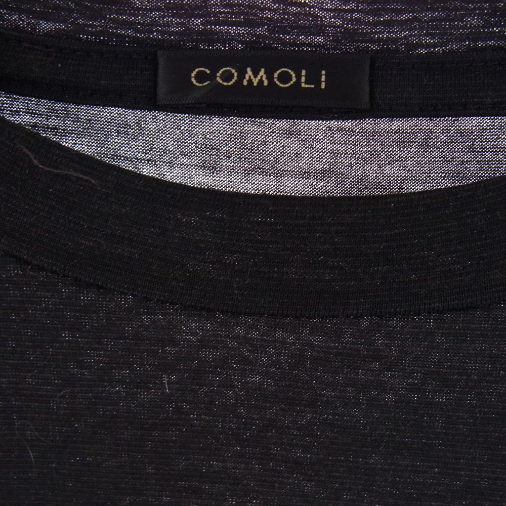 COMOLI コモリ 22SS V01-05007 ウール天竺 クルーネック 半袖 ポケット Tシャツ ブラック ブラック系 3【中古】