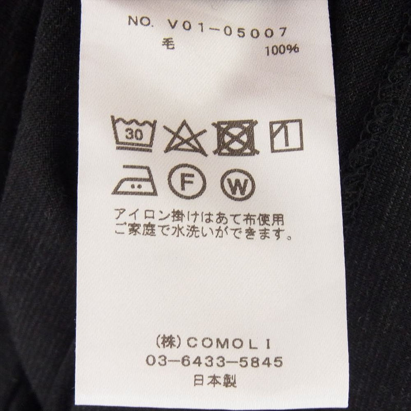 COMOLI コモリ 22SS V01-05007 ウール天竺 クルーネック 半袖 ポケット Tシャツ ブラック ブラック系 3【中古】