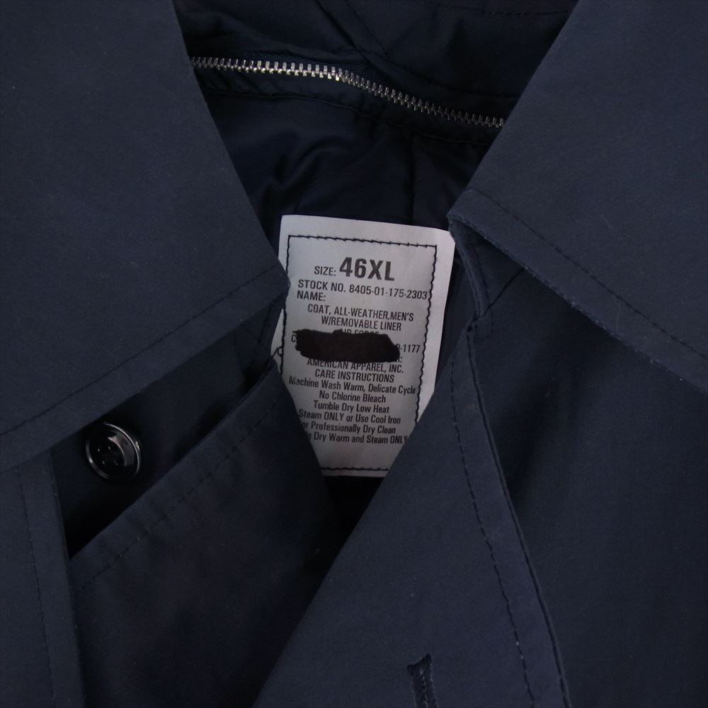 米空軍 Trench Coat  トレンチ コート ライナー付き 空軍 ネイビー系 46XL【中古】