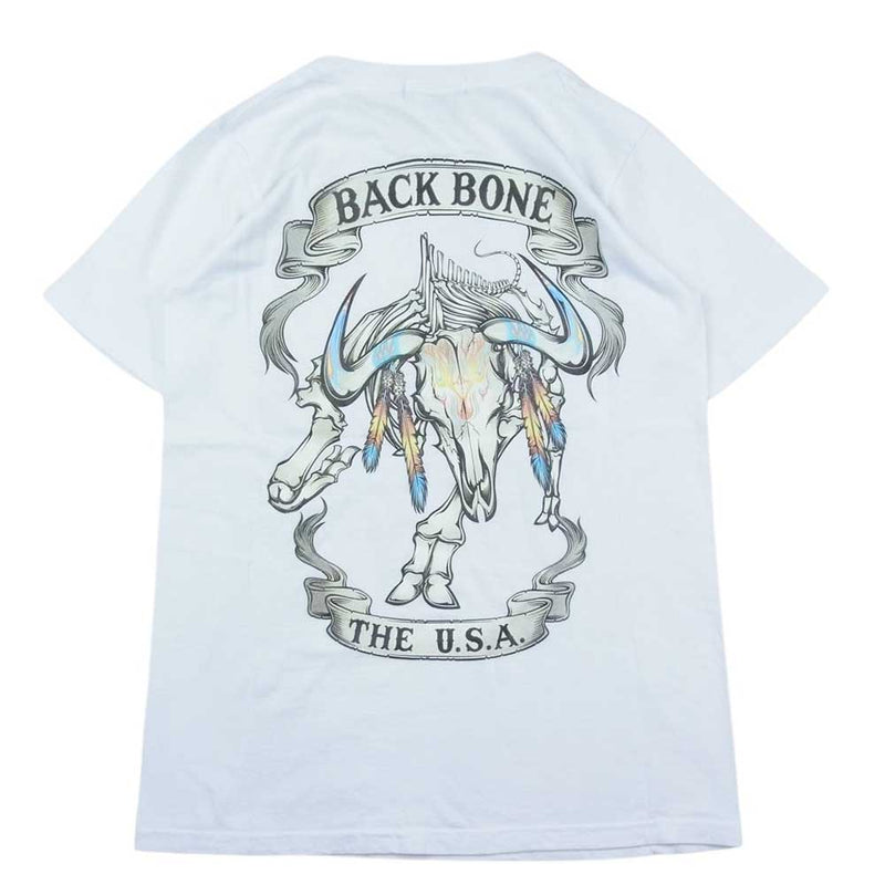 BACKBONE バックボーン BB09FW-C01 THE U.S.A ロゴ プリント 半袖 Tシャツ ホワイト系 M【中古】