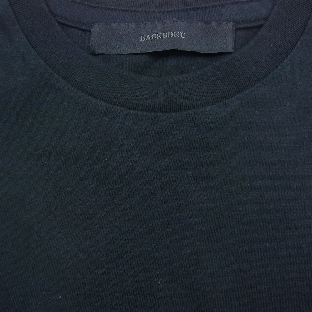 BACKBONE バックボーン BB12W-C24 ロゴ刺繍 ポケット バックプリント 半袖 Tシャツ ブラック系 M【中古】