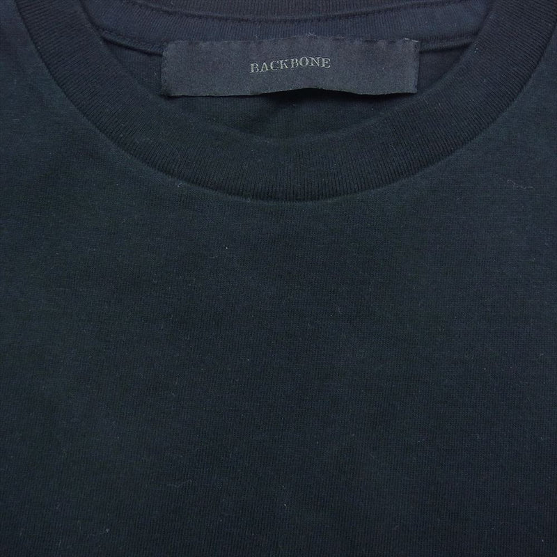 BACKBONE バックボーン BB12W-C24 ロゴ刺繍 ポケット バックプリント 半袖 Tシャツ ブラック系 M【中古】
