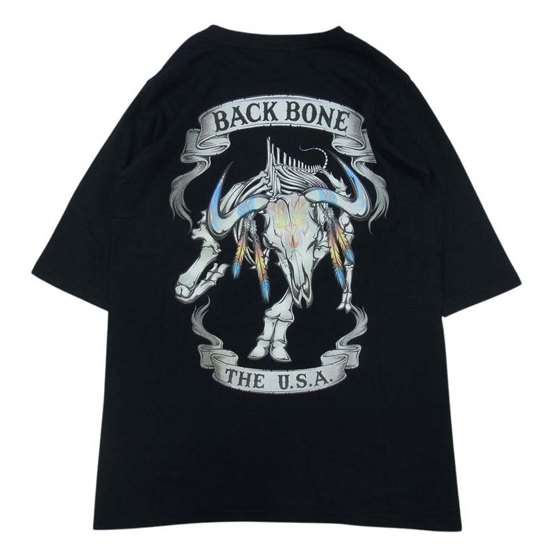 BACKBONE バックボーン BB09FW-C02 THE U.S.A ロゴ プリント 半袖 Tシャツ ブラック系 M【中古】