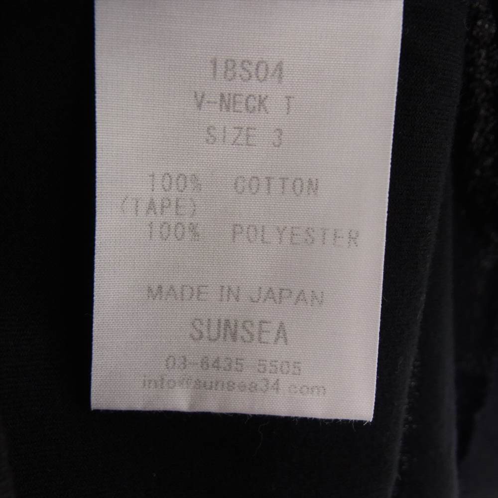 SUNSEA サンシー 18SS 18S04 VNECK Vネック 半袖 カットソー ブラック系 3【中古】