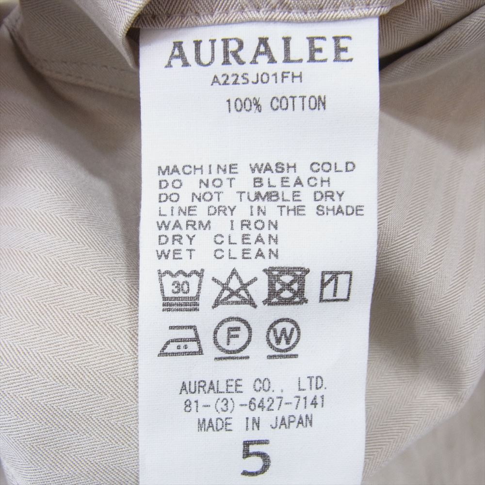 AURALEE オーラリー A22SJ01FH WASHED FINX HERRINGBONE JACKET ウォッシュド フィンクス ヘリンボーン ジャケット ベージュ系 5【中古】