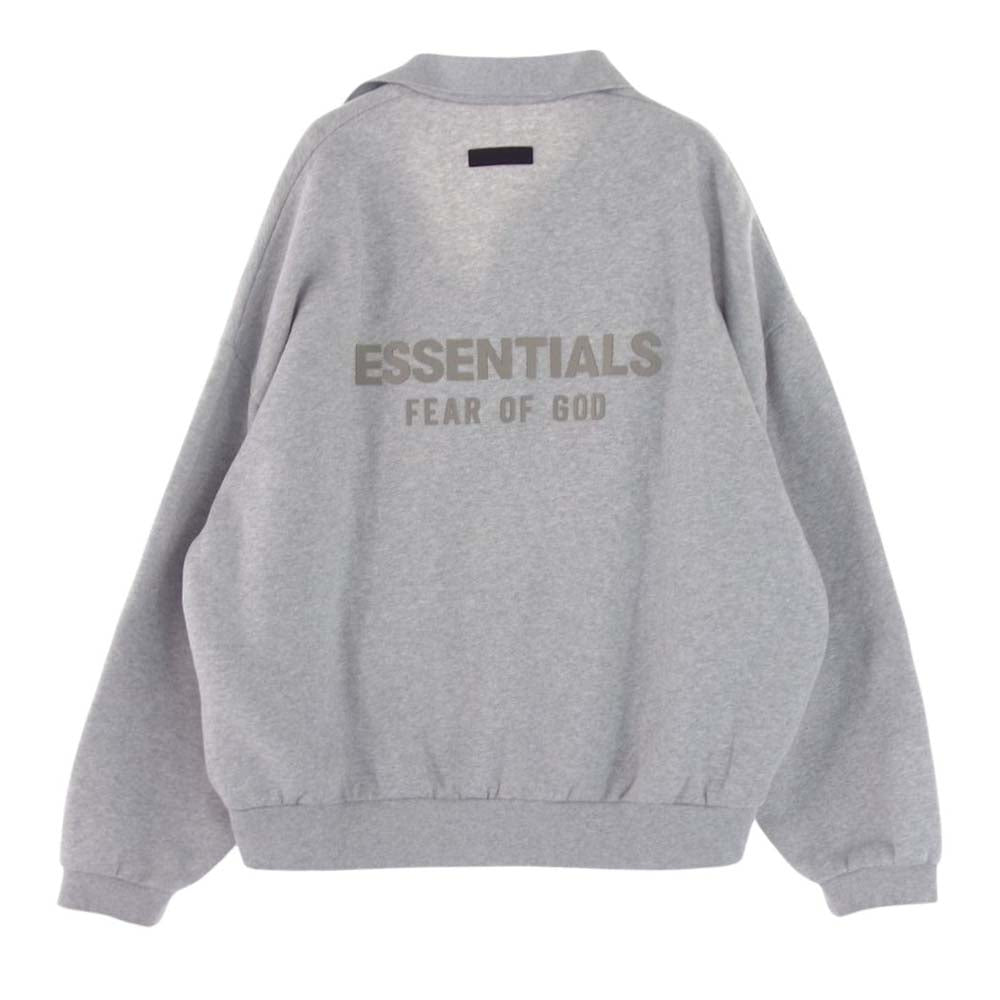 FEAR OF GOD フィアオブゴッド 背面 ラバーロゴ 裏起毛 ポロ スウェット 長袖 トレーナー グレー系 L【中古】