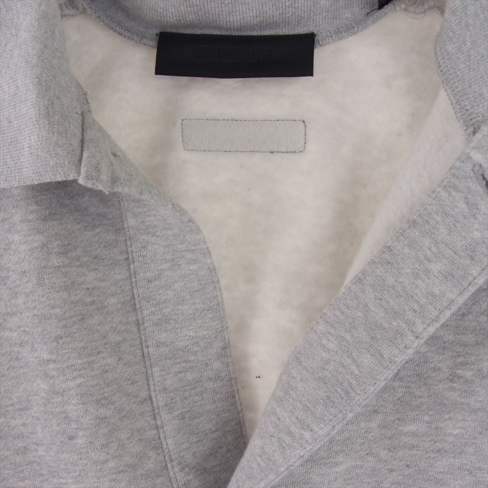 FEAR OF GOD フィアオブゴッド 背面 ラバーロゴ 裏起毛 ポロ スウェット 長袖 トレーナー グレー系 L【中古】