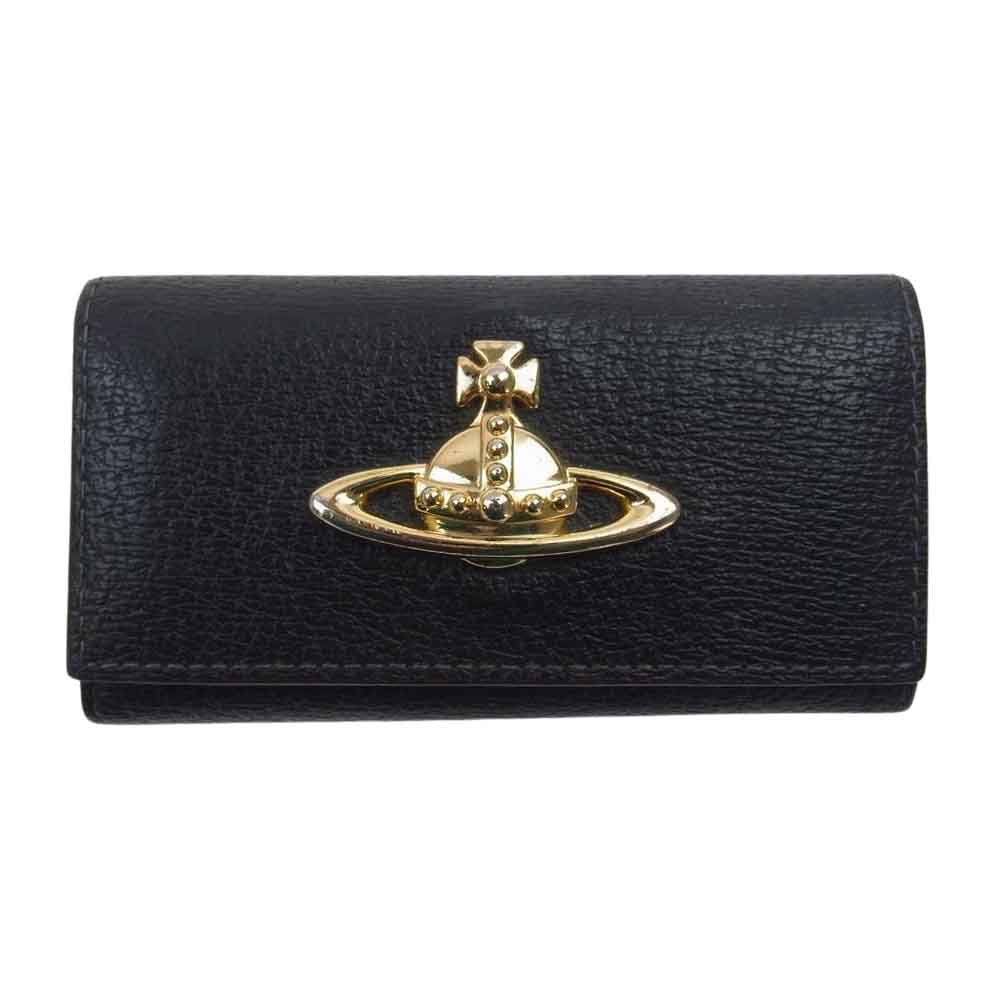 Vivienne Westwood ヴィヴィアンウエストウッド ロゴ 4連 レザー キーケース ブラック系【中古】