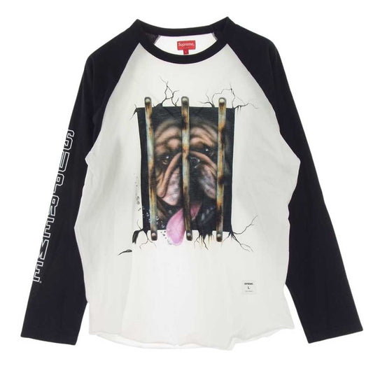 Supreme シュプリーム 20SS Dog Raglan L/S Top ドッグ プリント ラグラン ロングスリーブ ロンT 長袖 Tシャツ ホワイト系 ブラック系 L【中古】